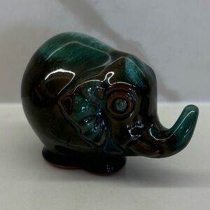 Blue Mountain Pottery Mini Elephant Green Drip Glaze